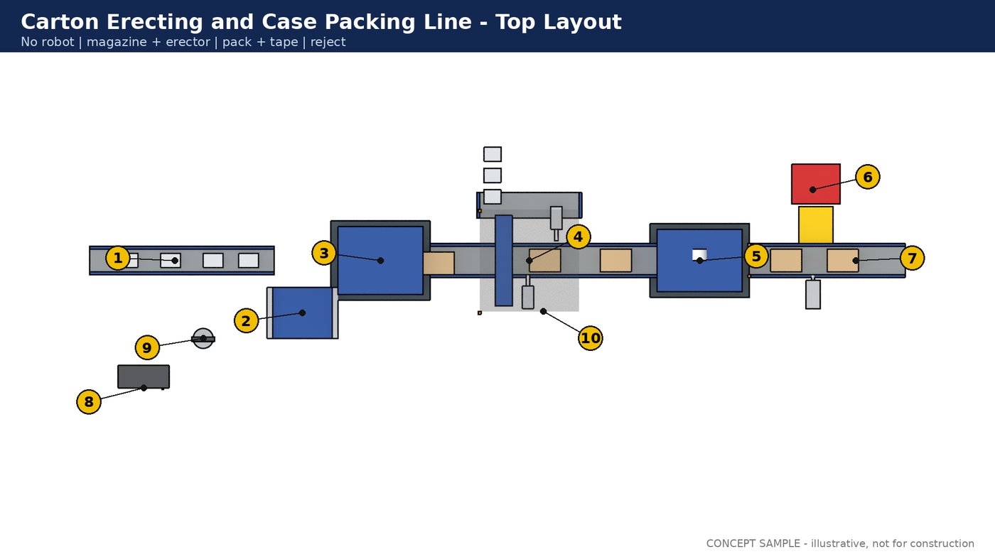 Packaging line top layout
